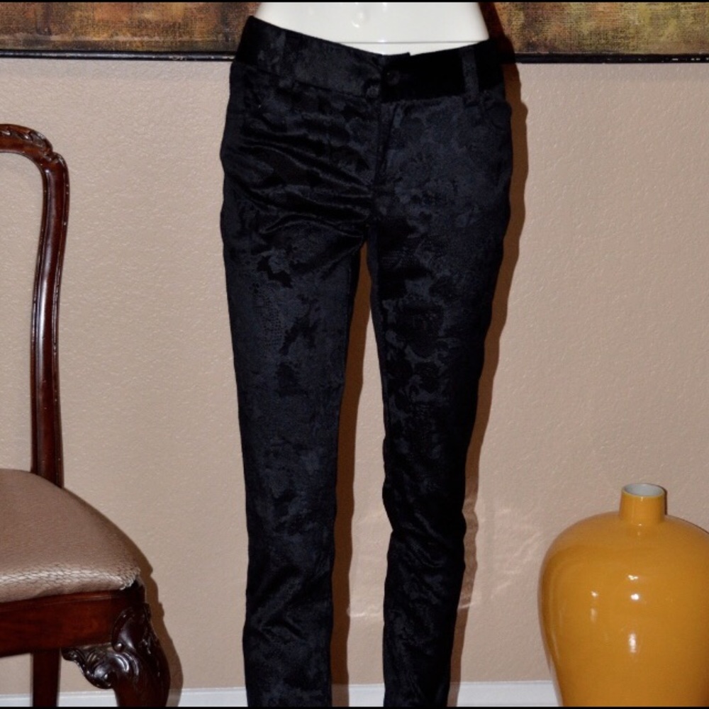 Alice + Olivia Velvet Brocade Skinny Pant